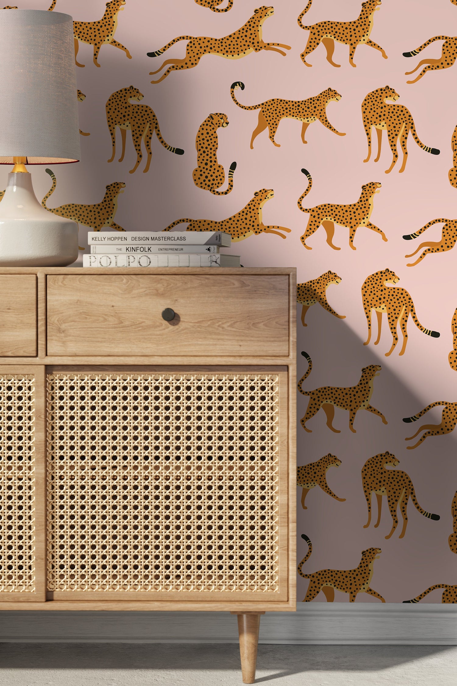 Pink Boho Cheetah Wallpaper Removable and Repositionable Peel and Stick or Traditional Pre-pasted Wallpaper - ZACM