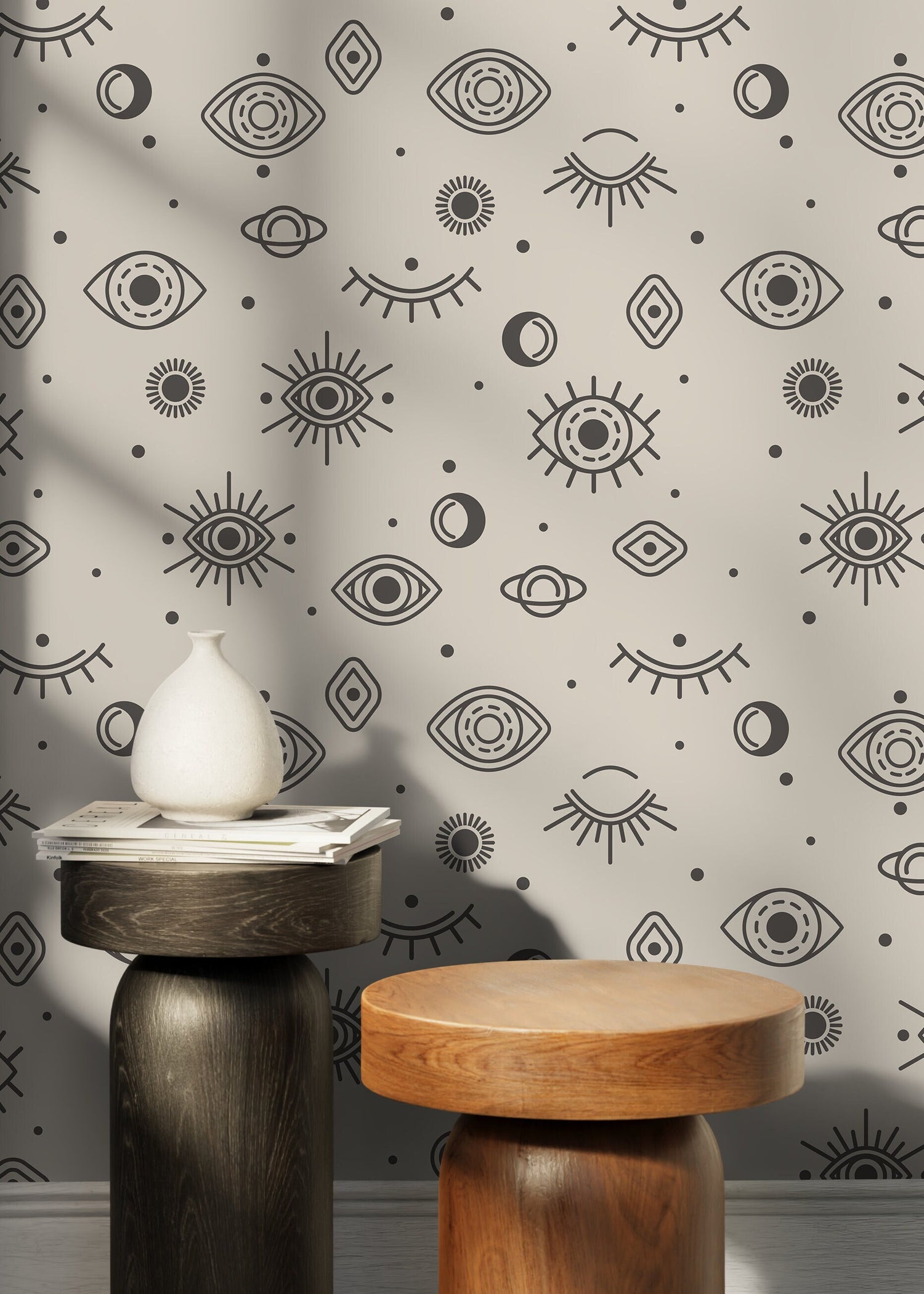 Mystique and Celestial Wallpaper Removable Peel and Stick Wallpaper, Peel and Stick Wallpaper Moon and Sun - ZACQ