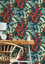 Colorful Floral Wallpaper / Peel and Stick Wallpaper Removable Wallpaper Home Decor Wall Art Wall Decor Room Decor - D013