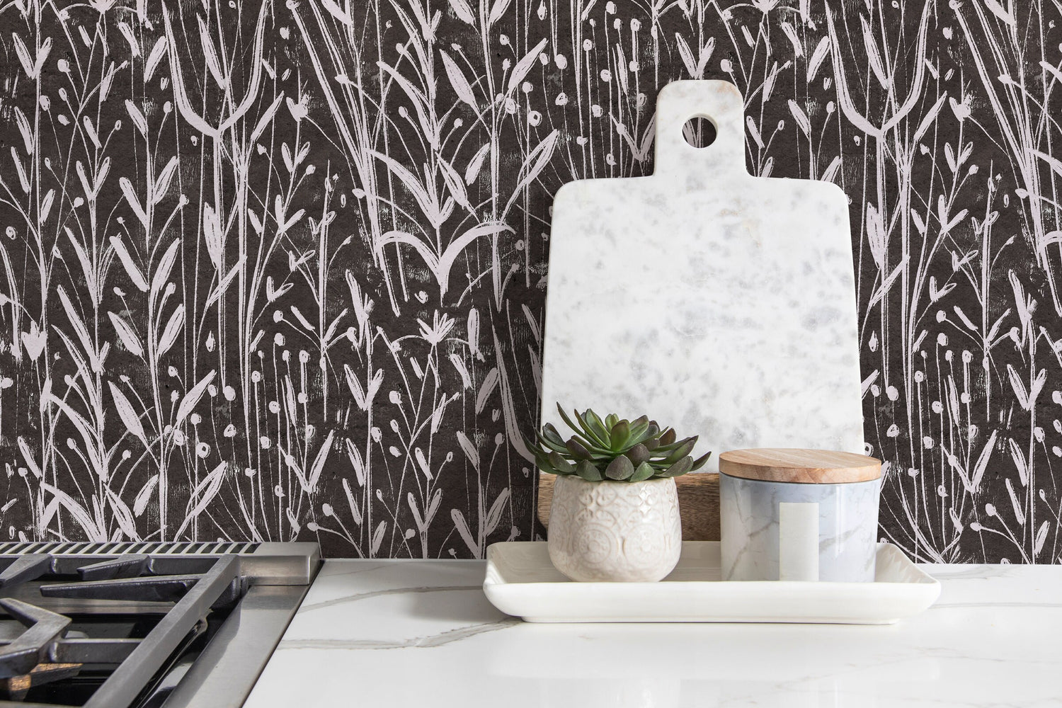 Wild Botanical Charcoal Wallpaper - D014