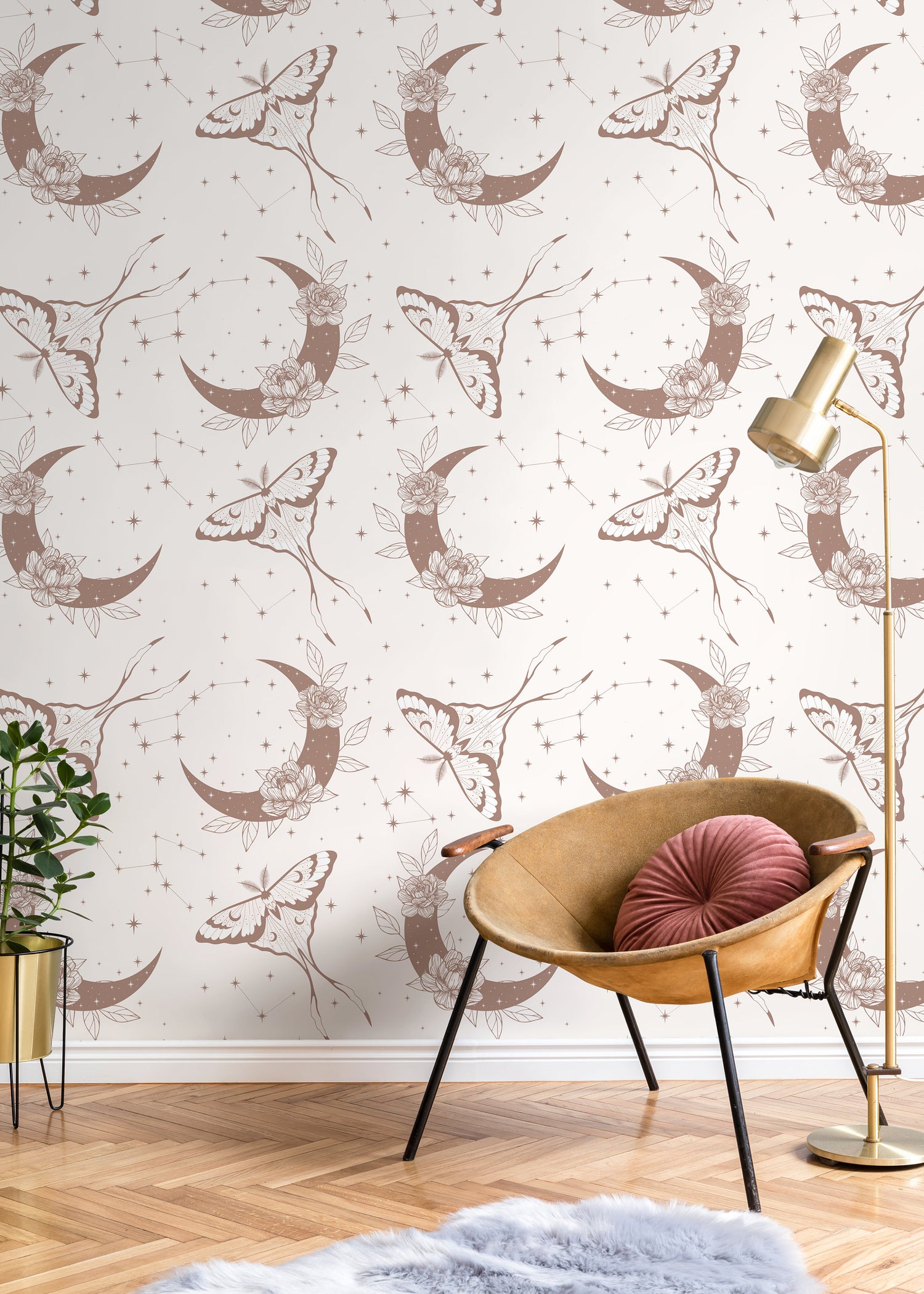 Mystique and Celestial Wallpaper Removable Peel and Stick Wallpaper, Peel and Stick Wallpaper Moon and Butterfly - ZACT