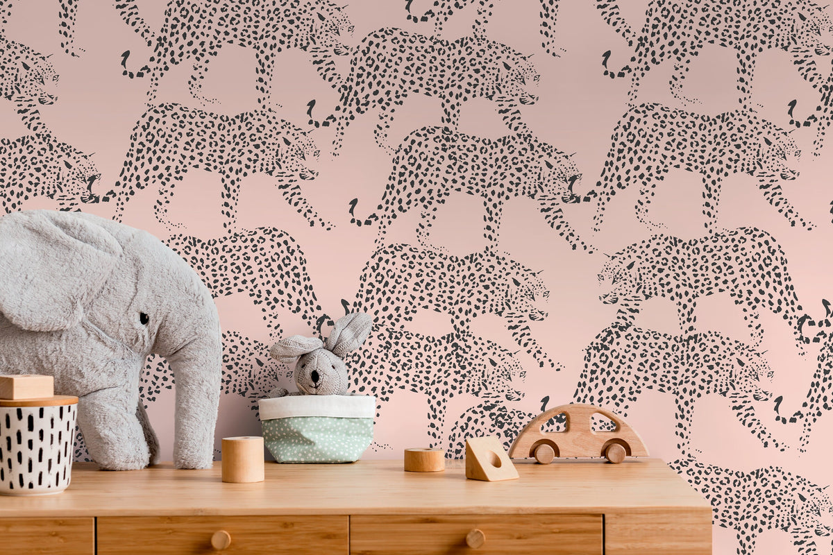 Pink Boho Cheetah Wallpaper Removable and Repositionable Peel and Stick or Traditional Pre-pasted Wallpaper - ZADM