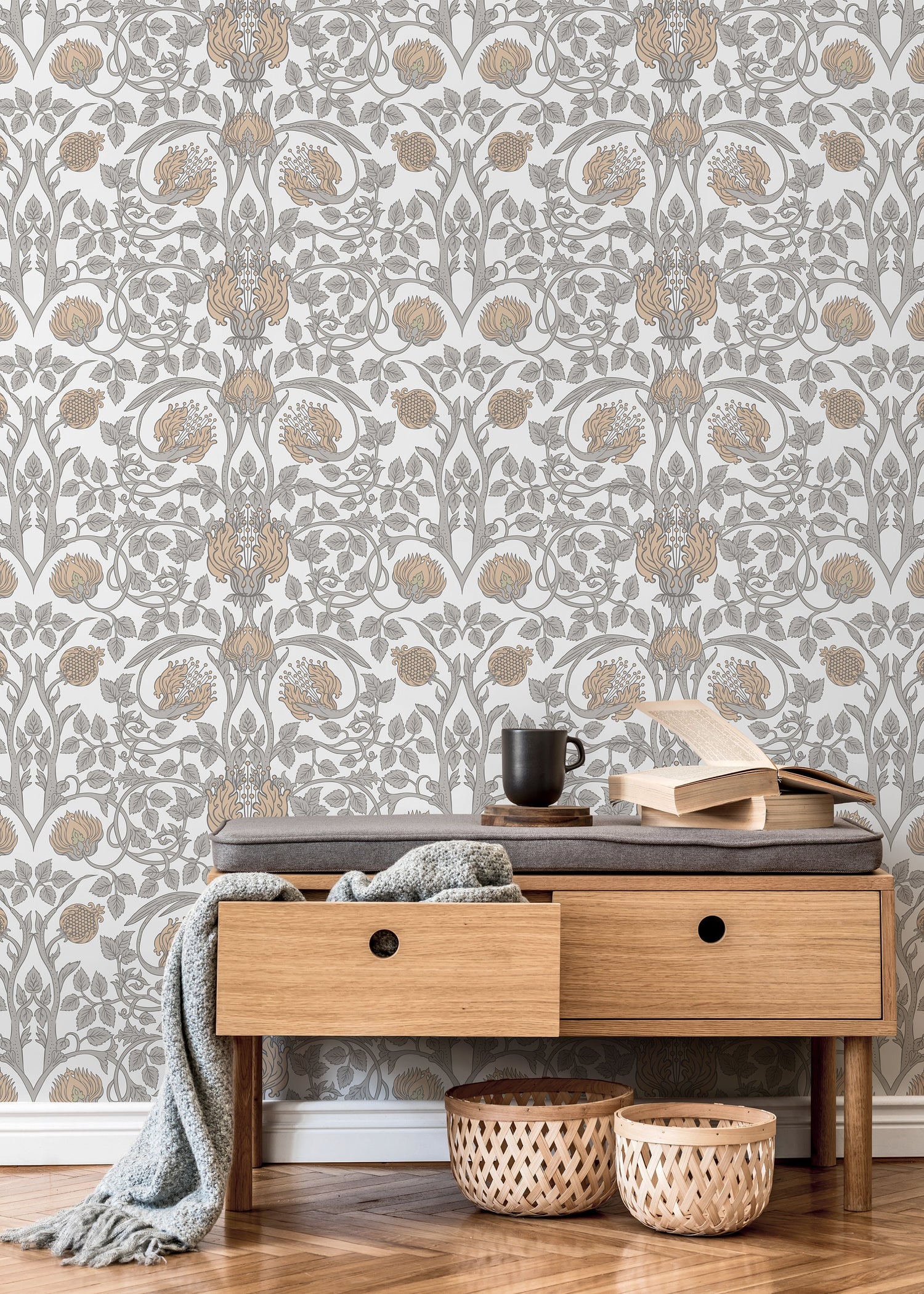 Ornate Floral Artistry Wallpaper - D043