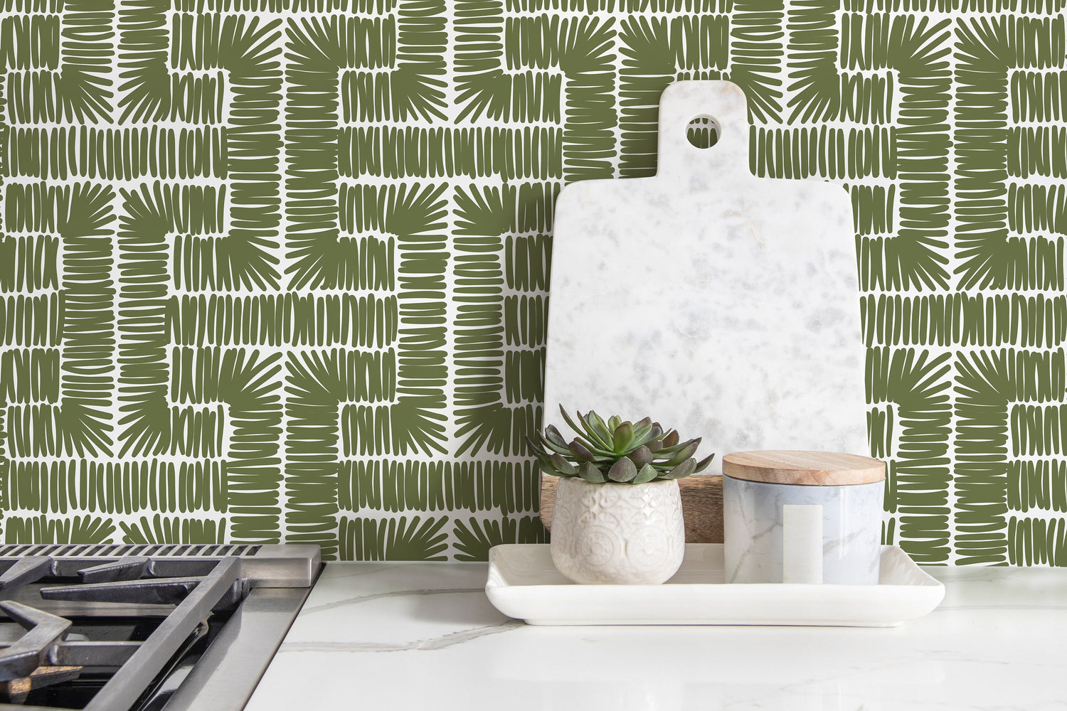 Geometric Olive Branch Wallpaper - D047