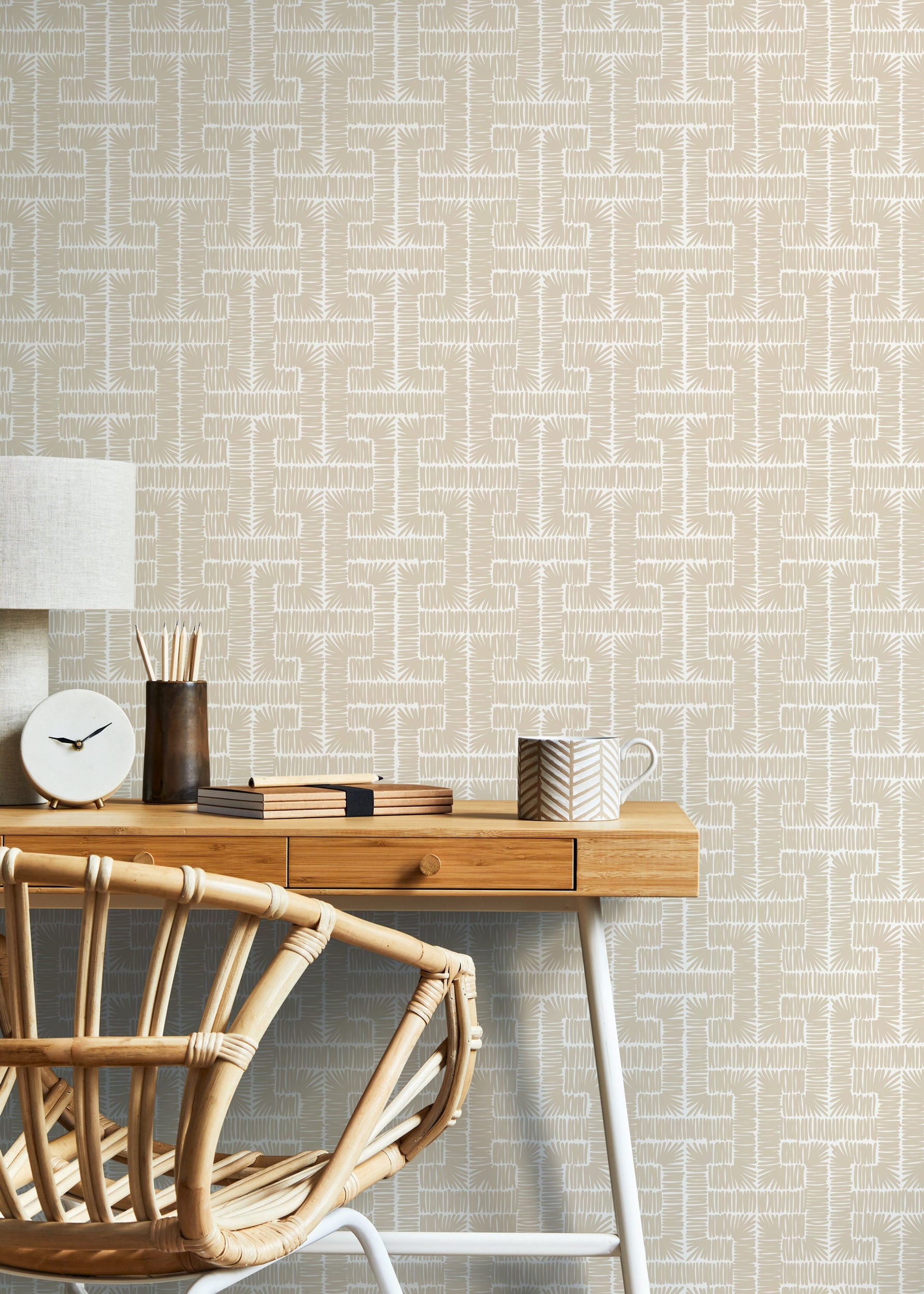 Beige Modern Wallpaper / Peel and Stick Wallpaper Removable Wallpaper Home Decor Wall Art Wall Decor Room Decor - D049