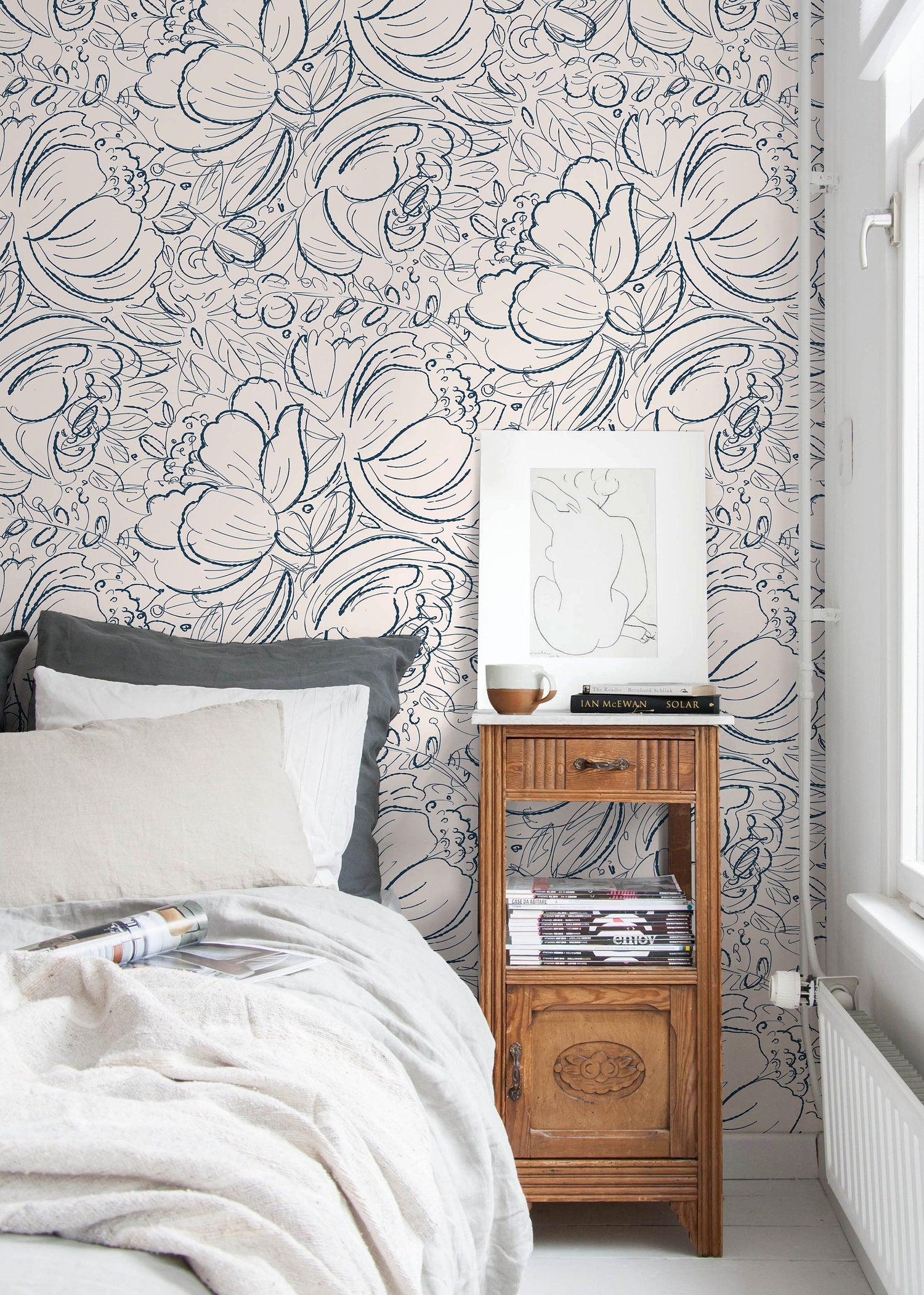 Floral Sketch Elegance Wallpaper - D054