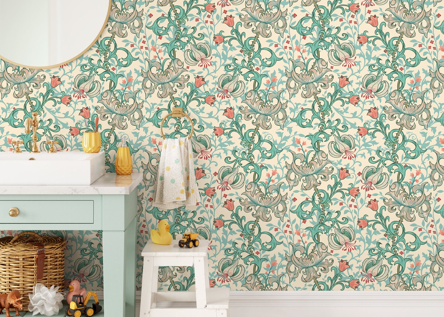 Vintage Floral William Morris Wallpaper / Peel and Stick Wallpaper Removable Wallpaper Home Decor Wall Art Wall Decor Room Decor - D057