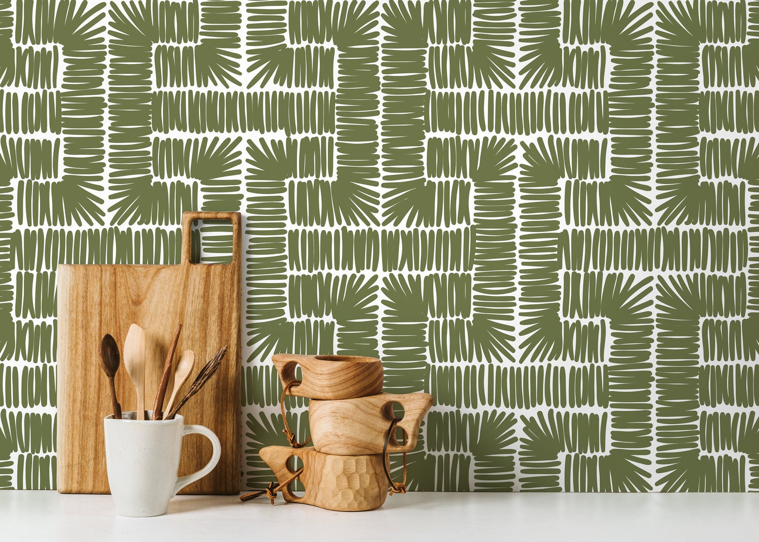 Geometric Olive Branch Wallpaper - D047