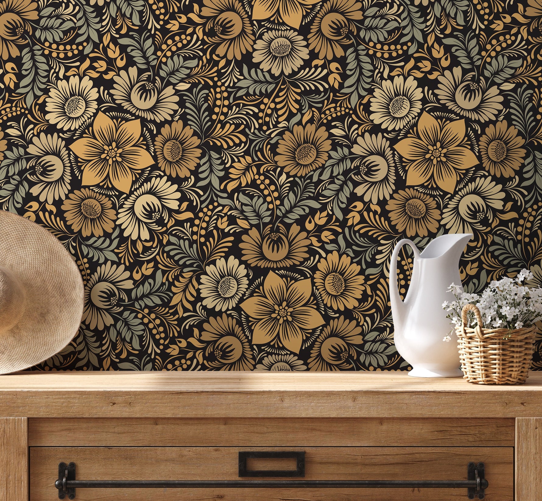 Floral Elegance Wallpaper - D071