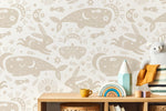 Mystique and Celestial Wallpaper Removable Peel and Stick Wallpaper, Peel and Stick Wallpaper Neutral Moon and Sun - ZABE