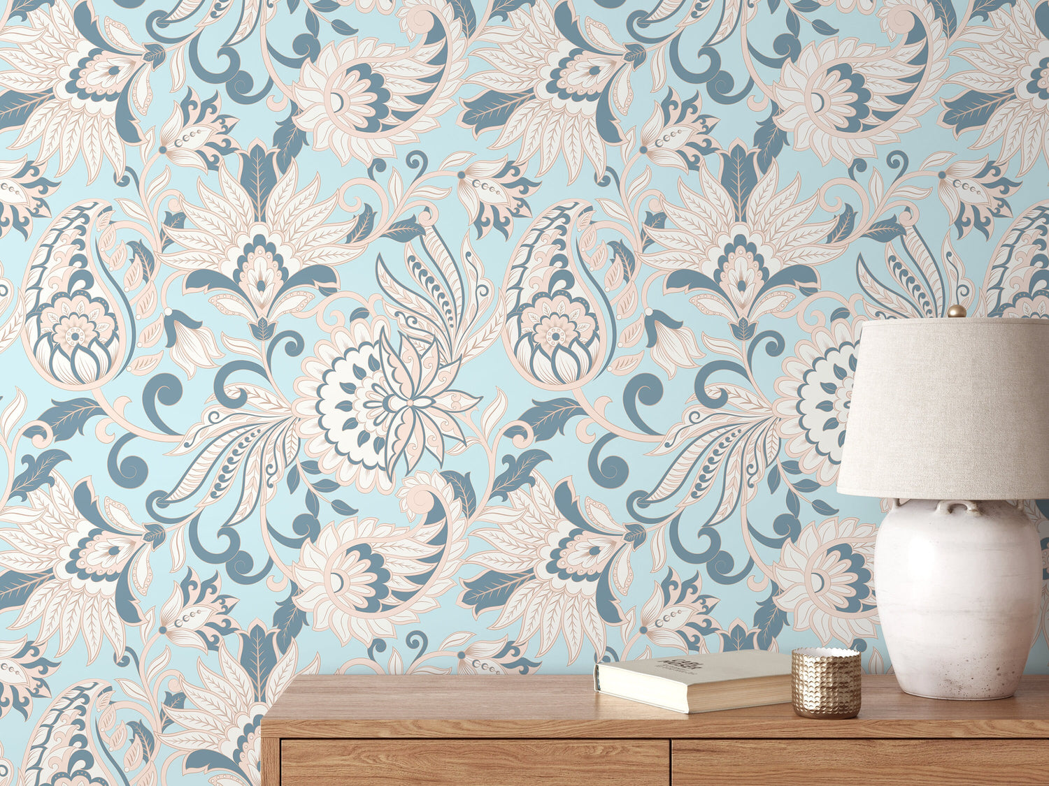 Elegant Floral Motif Wallpaper - D090