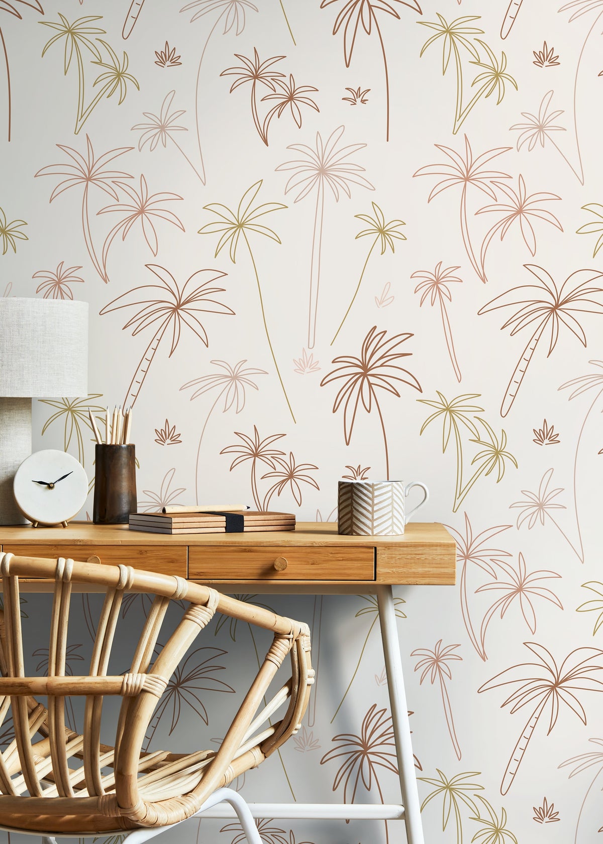 Mayami Wallpaper Tropical Boho Palms in Neutral Tones Wallpaper Nature Wallpaper Peel and Stick Removable Repositionable - ZACF