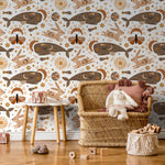 Mystique and Celestial Wallpaper Removable Peel and Stick Wallpaper, Peel and Stick Wallpaper Rabbit and Whale - ZACO