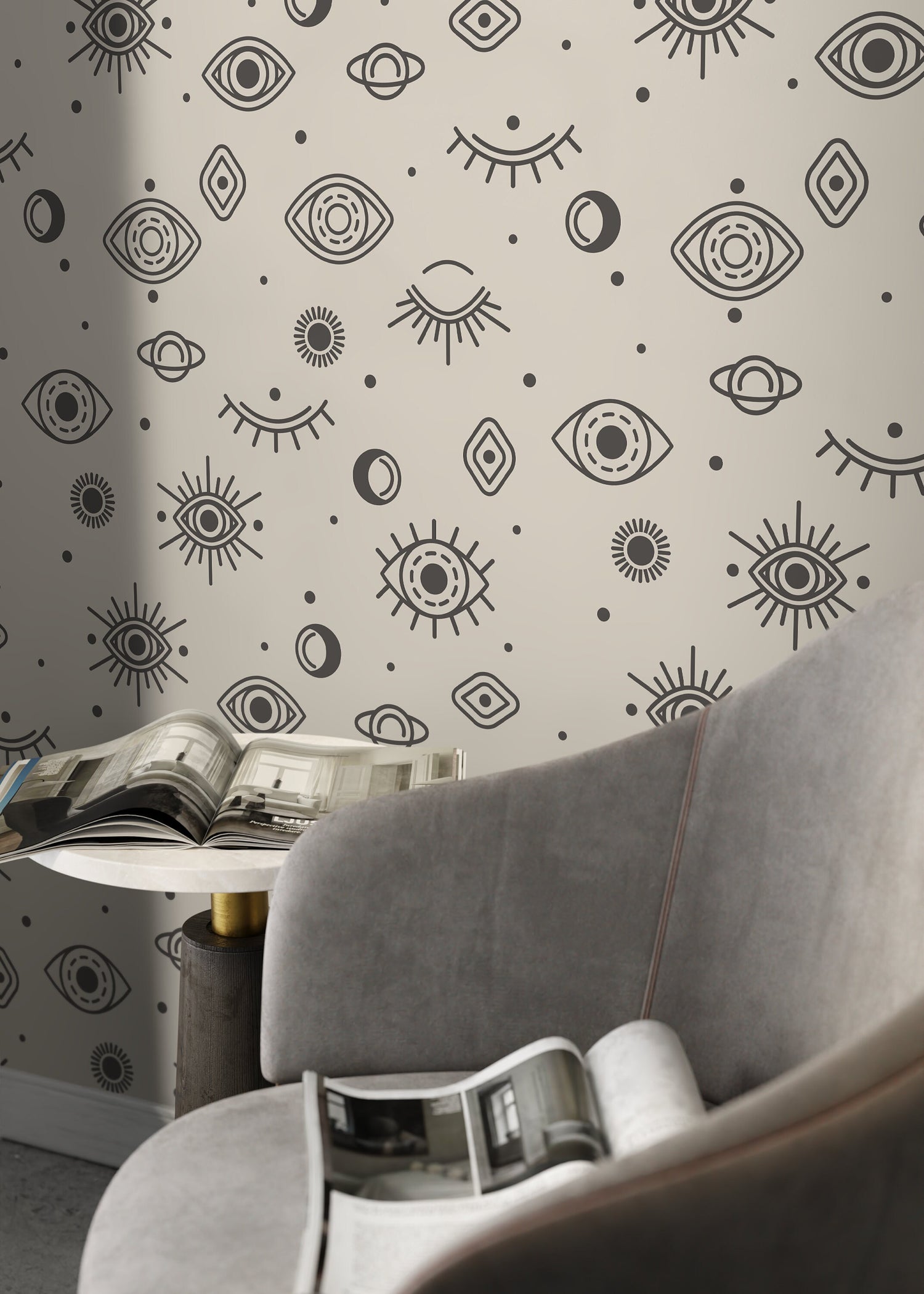 Mystique and Celestial Wallpaper Removable Peel and Stick Wallpaper, Peel and Stick Wallpaper Moon and Sun - ZACQ