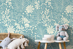 Light Blue Wildflowers Wallpaper / Peel and Stick Wallpaper Removable Wallpaper Home Decor Wall Art Wall Decor Room Decor - D131