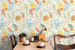 Colorful Wildflowers Wallpaper / Peel and Stick Wallpaper Removable Wallpaper Home Decor Wall Art Wall Decor Room Decor - D132