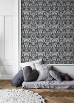 Gray and Blue Victorian Wallpaper / Peel and Stick Wallpaper Removable Wallpaper Home Decor Wall Art Wall Decor Room Decor - D099