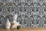 Gray and Blue Victorian Wallpaper / Peel and Stick Wallpaper Removable Wallpaper Home Decor Wall Art Wall Decor Room Decor - D099