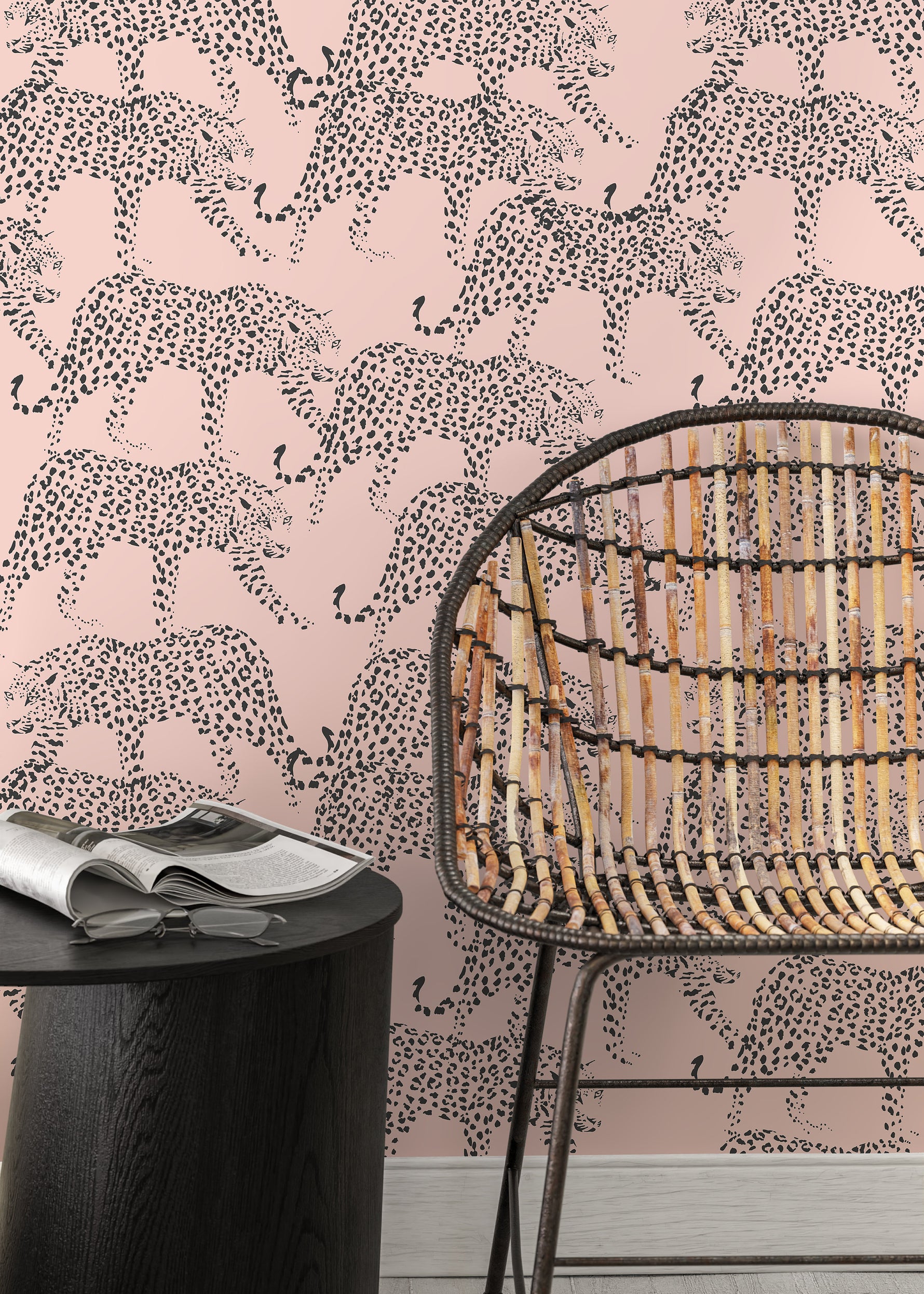 Pink Boho Cheetah Wallpaper Removable and Repositionable Peel and Stick or Traditional Pre-pasted Wallpaper - ZADM