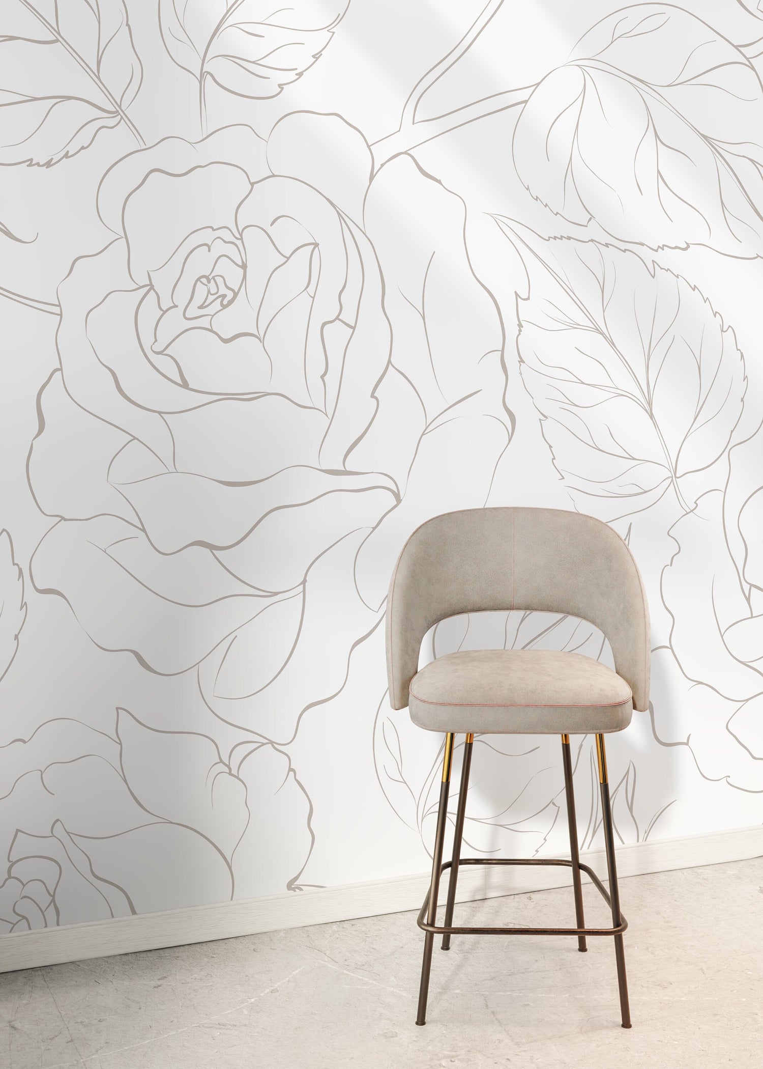 The Neutral Minimalist Peony Mural Mural Self Adhesive Large Scale Wallpaper Peony Floral Traditional Pre-pasted or Peel and Stick - ZADP