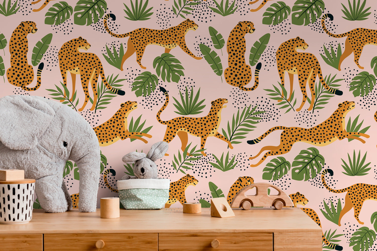 Pink Boho Cheetah Wallpaper Removable and Repositionable Peel and Stick or Traditional Pre-pasted Wallpaper - ZADR