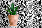 Black and White Floral Wallpaper / Peel and Stick Wallpaper Removable Wallpaper Home Decor Wall Art Wall Decor Room Decor - D165