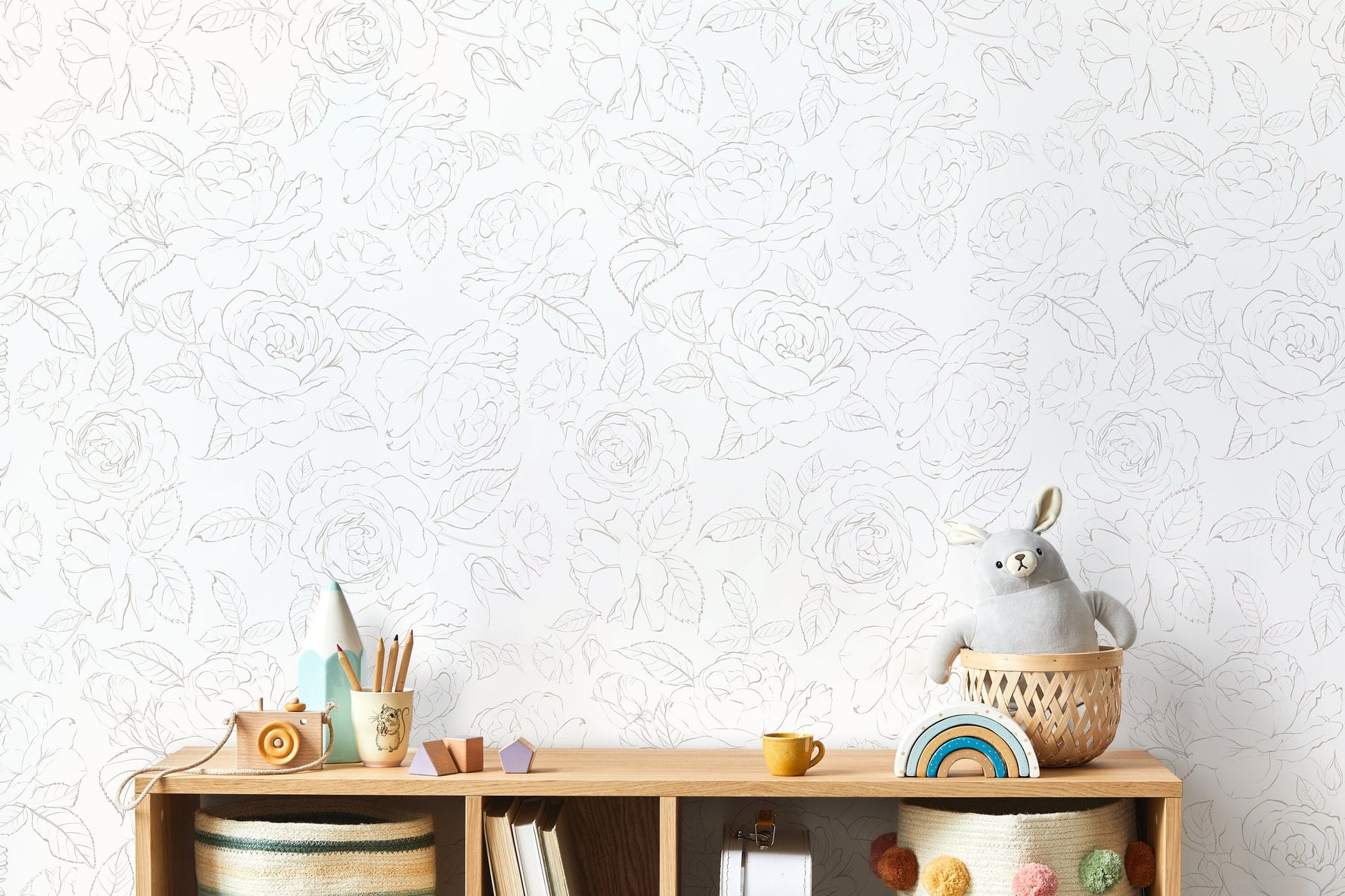 Neutral Boho Minimalist Peony Wallpaper Peel and Stick Removable Repositionable Geometric Minimalistic Abstract - ZAEC