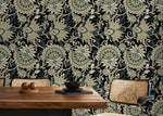 Green Victorian Wallpaper / Peel and Stick Wallpaper Removable Wallpaper Home Decor Wall Art Wall Decor Room Decor - D080