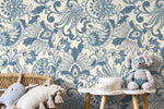 Blue Victorian Vintage Wallpaper / Peel and Stick Wallpaper Removable Wallpaper Home Decor Wall Art Wall Decor Room Decor - D087