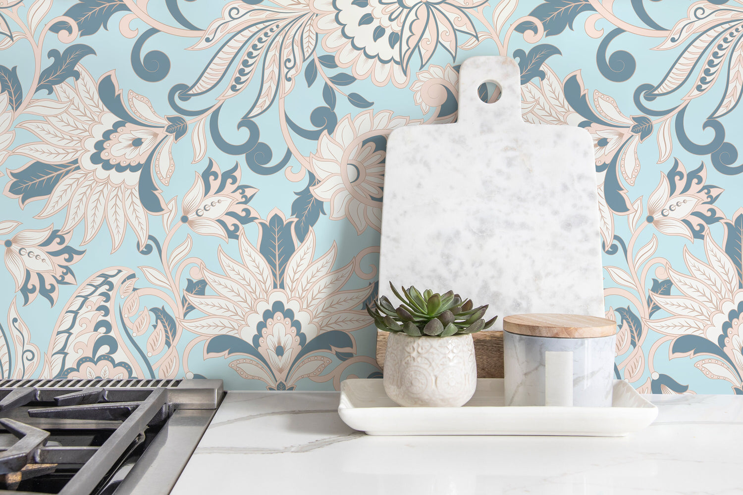 Elegant Floral Motif Wallpaper - D090