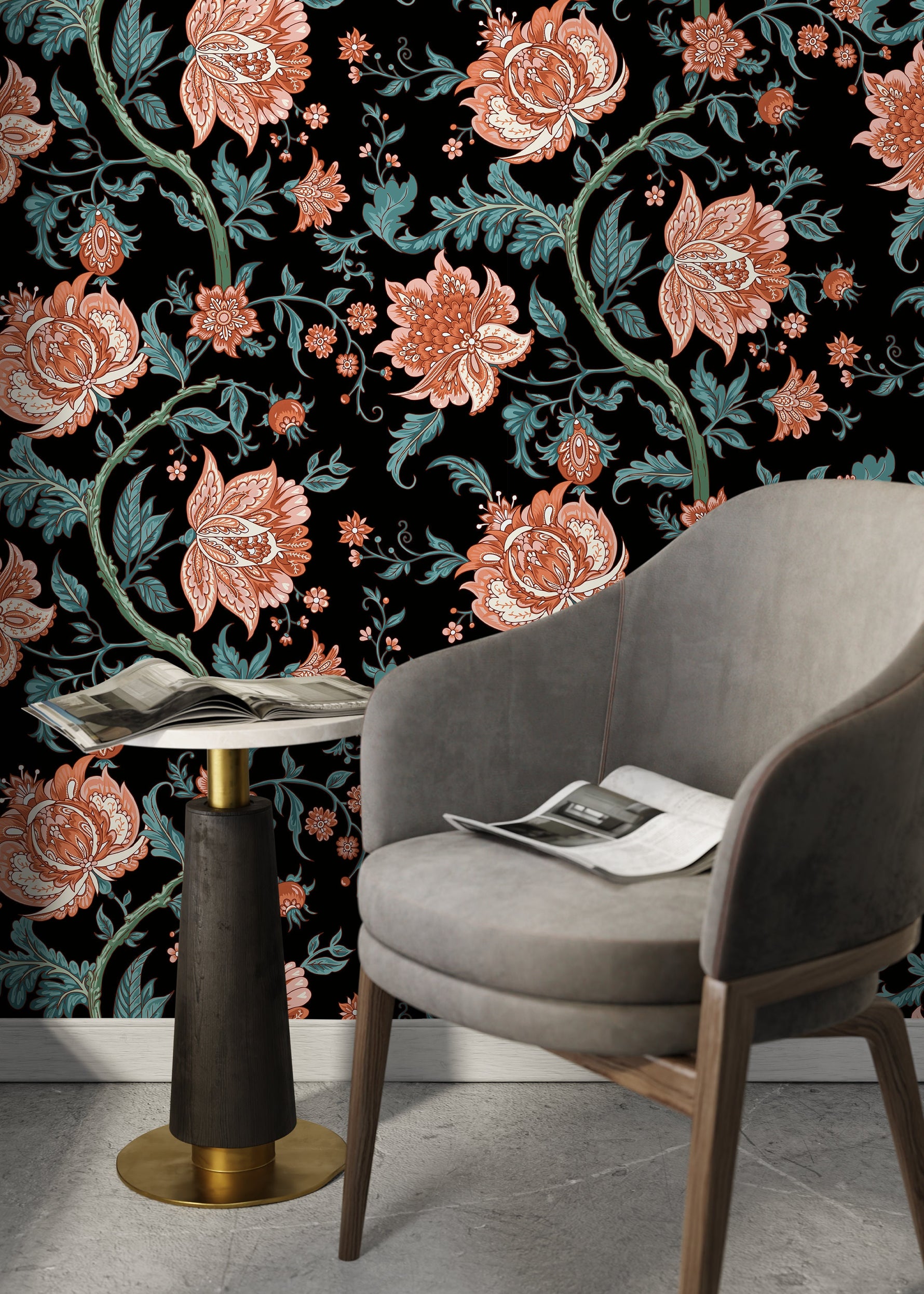 Elegant Floral Elegance Wallpaper - D129