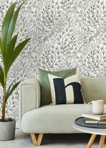 Gray Boho Wildflowers Wallpaper / Peel and Stick Wallpaper Removable Wallpaper Home Decor Wall Art Wall Decor Room Decor - D145