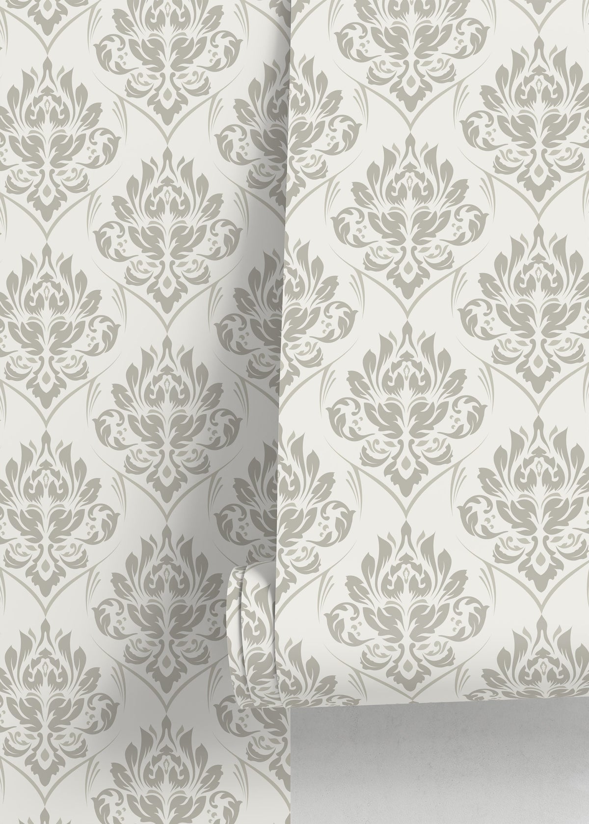 Neutral Damask Wallpaper / Peel and Stick Wallpaper Removable Wallpaper Home Decor Wall Art Wall Decor Room Decor - D229