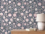 Floral Scandinavian Wallpaper / Peel and Stick Wallpaper Removable Wallpaper Home Decor Wall Art Wall Decor Room Decor - D108