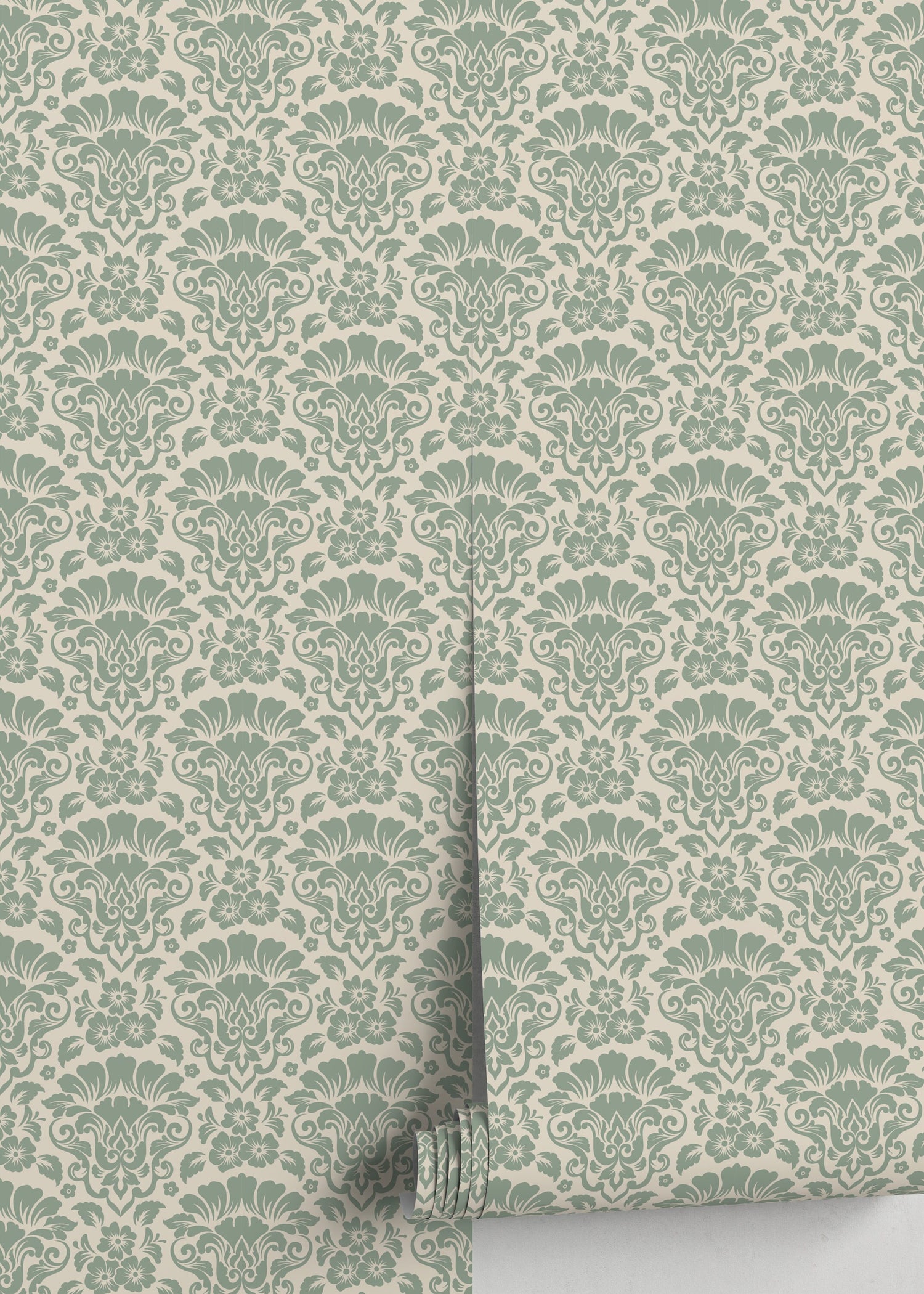 Mint Damask Wallpaper / Peel and Stick Wallpaper Removable Wallpaper Home Decor Wall Art Wall Decor Room Decor - D216