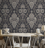 Gray Vintage Victorian Wallpaper / Peel and Stick Wallpaper Removable Wallpaper Home Decor Wall Art Wall Decor Room Decor - D225