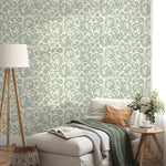 Mint Ornamental Garden / Peel and Stick Wallpaper Removable Wallpaper Home Decor Wall Art Wall Decor Room Decor - D213