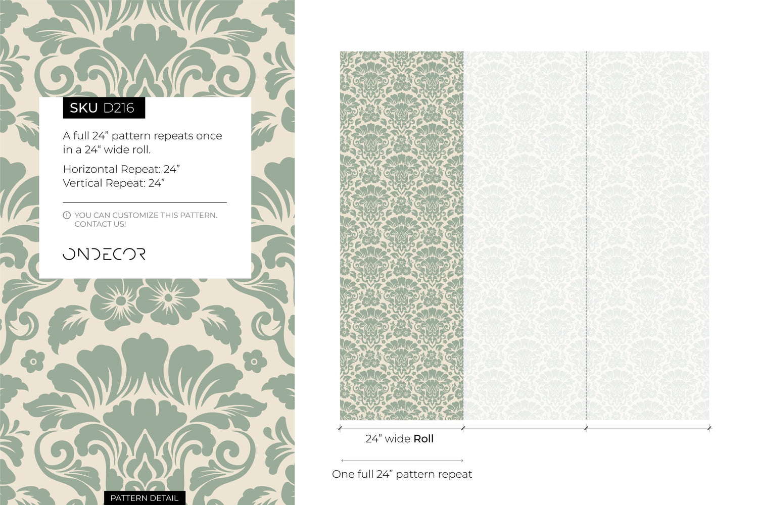 Mint Damask Wallpaper / Peel and Stick Wallpaper Removable Wallpaper Home Decor Wall Art Wall Decor Room Decor - D216