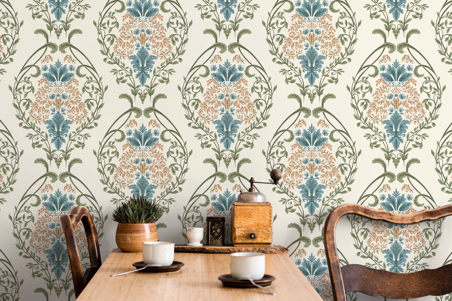 Victorian Garden Wallpaper / Peel and Stick Wallpaper Removable Wallpaper Home Decor Wall Art Wall Decor Room Decor - D220