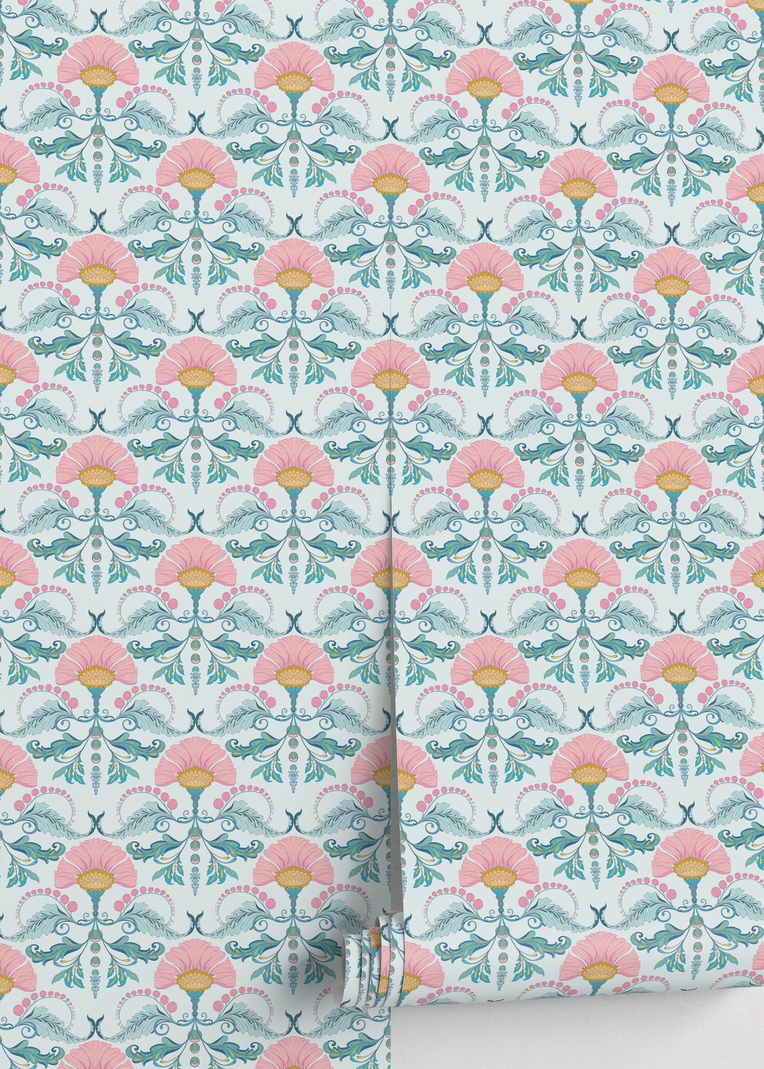 Vintage Pink Flower Wallpaper / Peel and Stick Wallpaper Removable Wallpaper Home Decor Wall Art Wall Decor Room Decor - D237