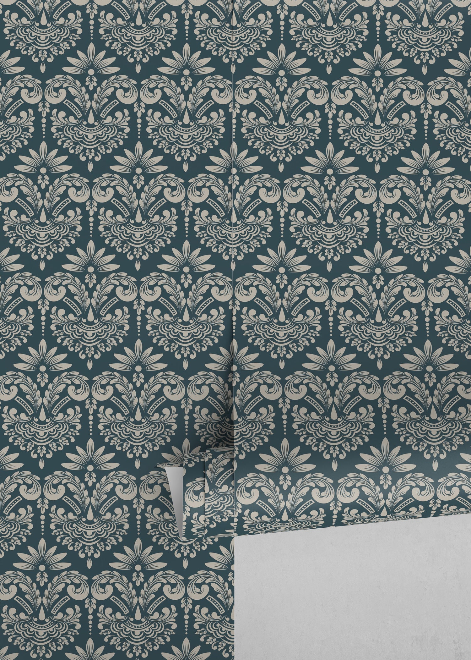 Vintage Damask Wallpaper / Peel and Stick Wallpaper Removable Wallpaper Home Decor Wall Art Wall Decor Room Decor - D252