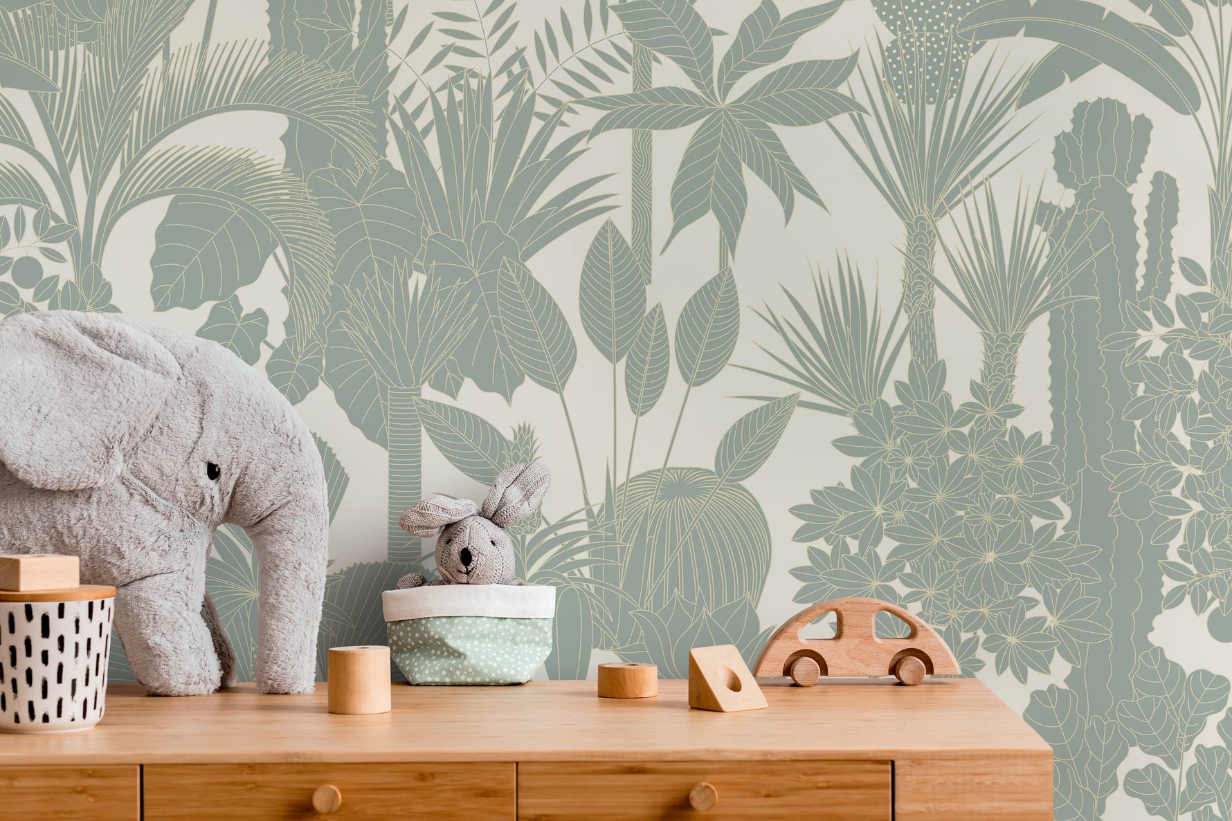 Green Tropical Jungle Wallpaper / Peel and Stick Wallpaper Removable Wallpaper Home Decor Wall Art Wall Decor Room Decor - D275