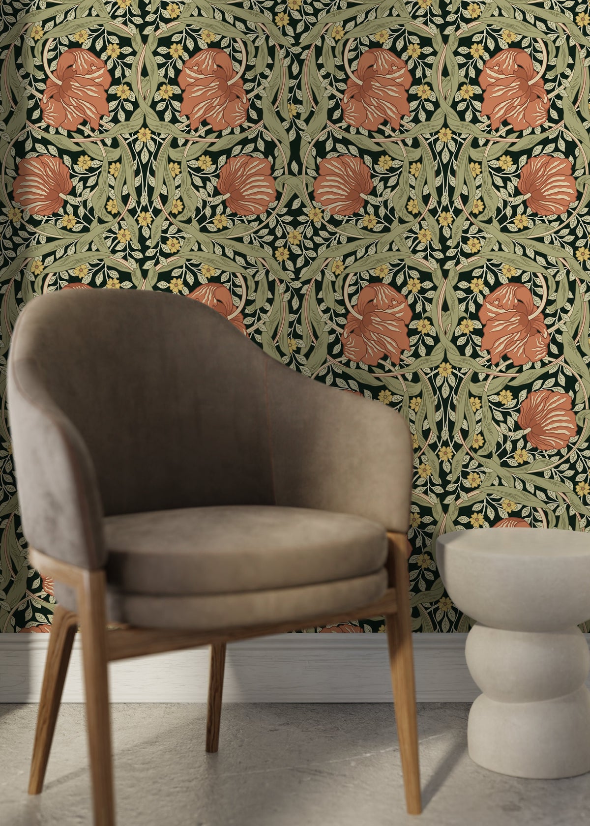 Floral William Morris Wallpaper / Peel and Stick Wallpaper Removable Wallpaper Home Decor Wall Art Wall Decor Room Decor - D300