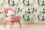 Cute Floral Garden Wallpaper / Peel and Stick Wallpaper Removable Wallpaper Home Decor Wall Art Wall Decor Room Decor - D310