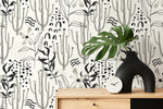 Black and Gray Floral Wallpaper / Peel and Stick Wallpaper Removable Wallpaper Home Decor Wall Art Wall Decor Room Decor - D315