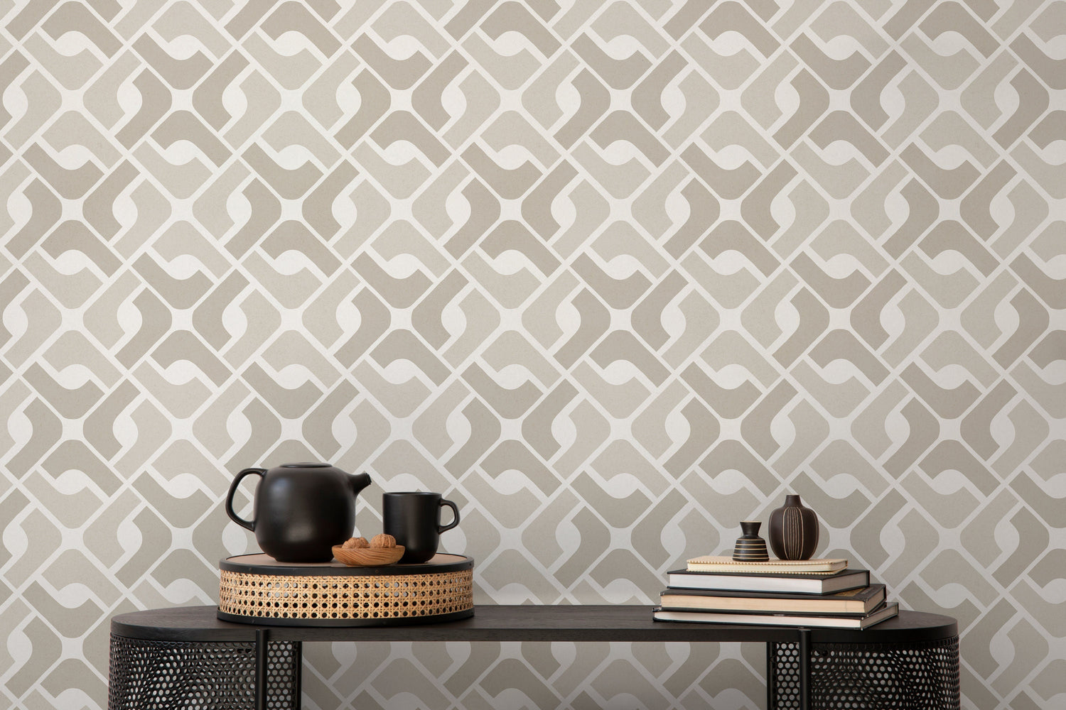 Neutral Geometric Tile Wallpaper / Peel and Stick Wallpaper Removable Wallpaper Home Decor Wall Art Wall Decor Room Decor - D328