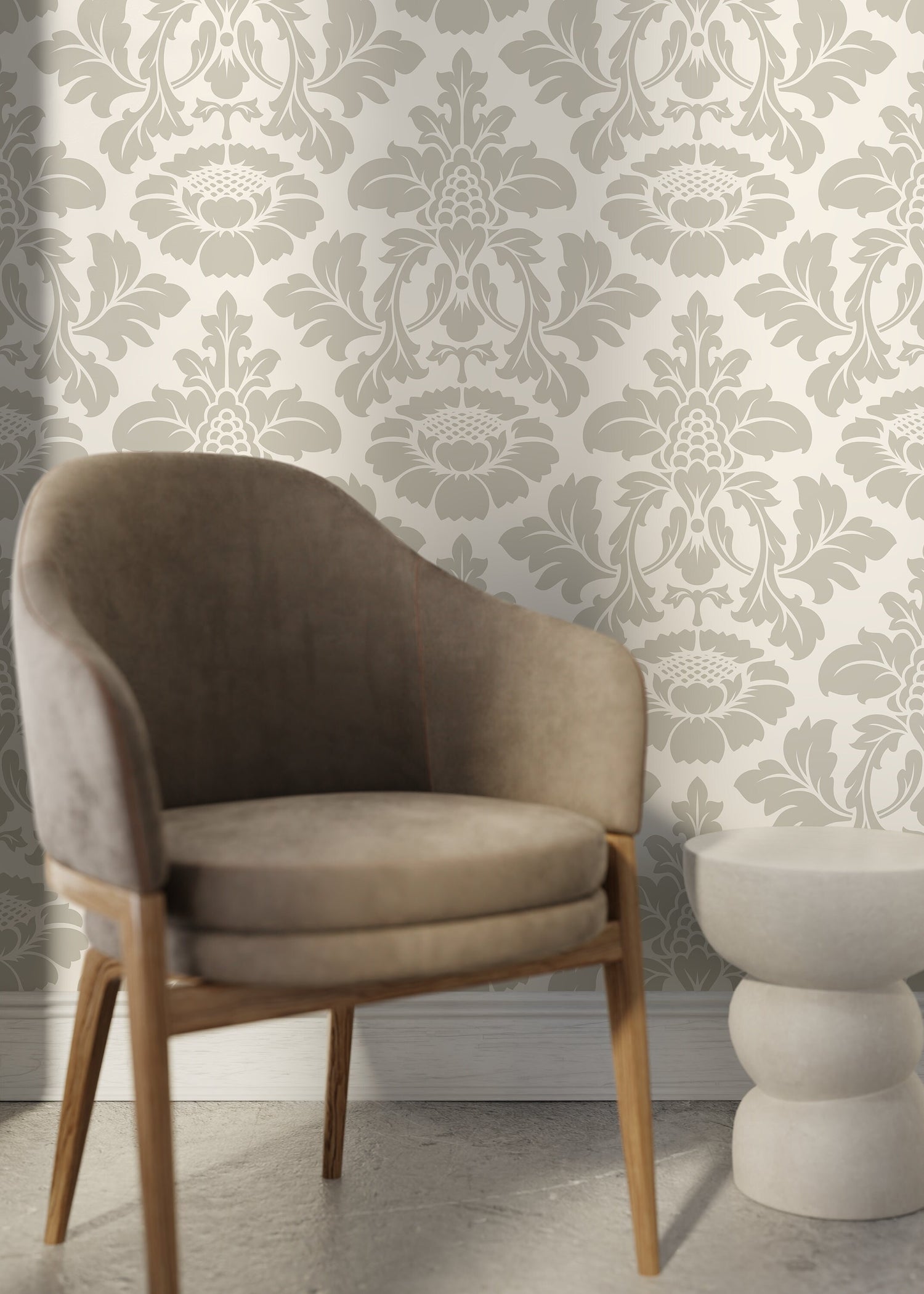 Neutral Vintage Floral Garden Wallpaper / Peel and Stick Wallpaper Removable Wallpaper Home Decor Wall Art Wall Decor Room Decor - D257