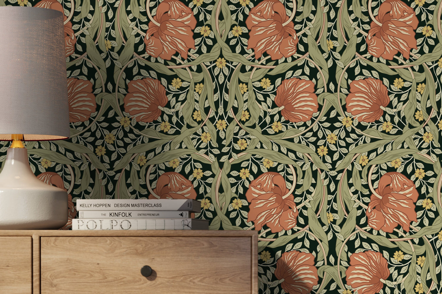 Floral William Morris Wallpaper / Peel and Stick Wallpaper Removable Wallpaper Home Decor Wall Art Wall Decor Room Decor - D300