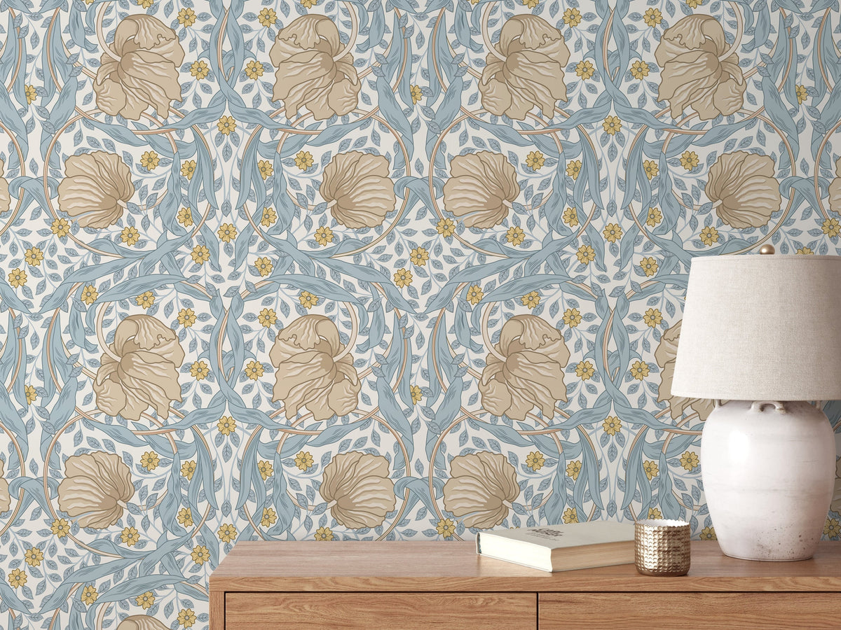 Light Floral William Morris Wallpaper / Peel and Stick Wallpaper Removable Wallpaper Home Decor Wall Art Wall Decor Room Decor - D302