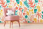 Colorful Floral Wallpaper / Peel and Stick Wallpaper Removable Wallpaper Home Decor Wall Art Wall Decor Room Decor - D371